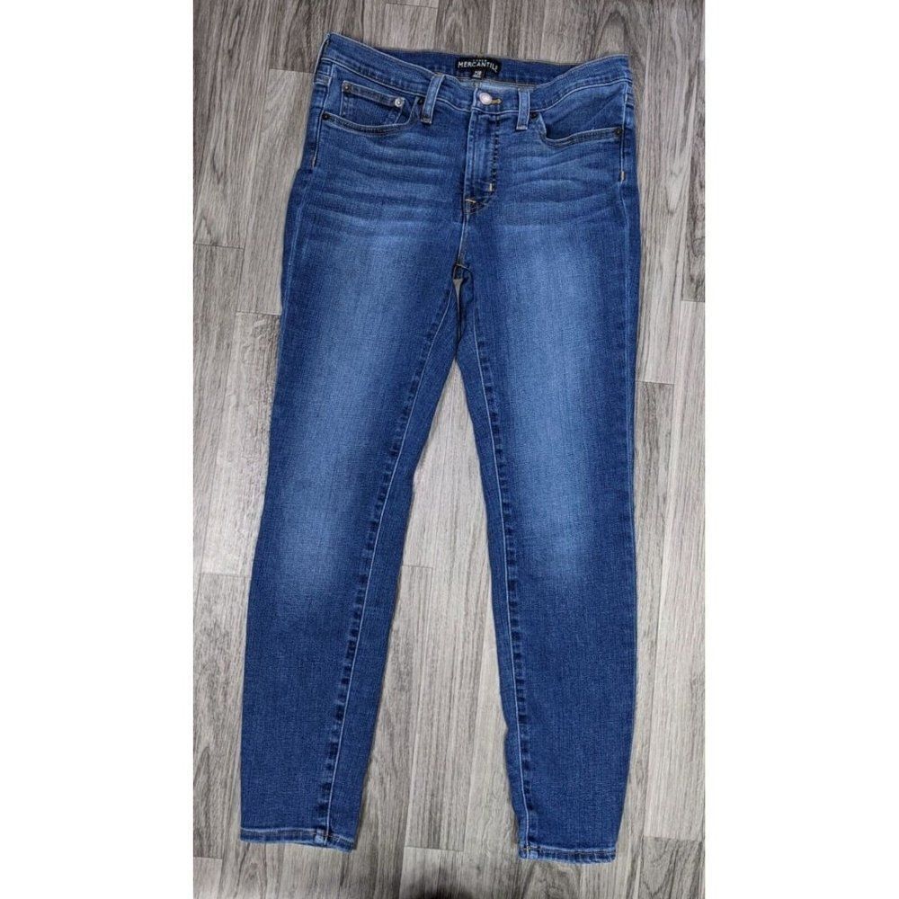 J.Crew Womens Size 28 Whiskered Mercantile Skinny Denim Blue Jeans